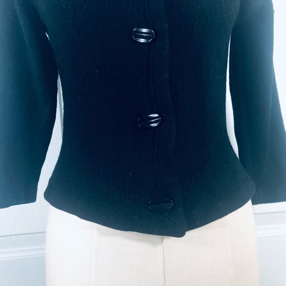 Vintage Lambswool Blend Cardigan Black Sweater Size Small-Medium - Picture 11 of 14